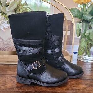 9T Black Kids Boots with Buckle